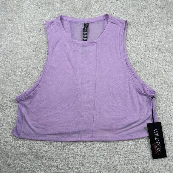 Wildfox Sweat Corrinne Crop Tank Purple Orchid Bloom NEW - Picture 2 of 10